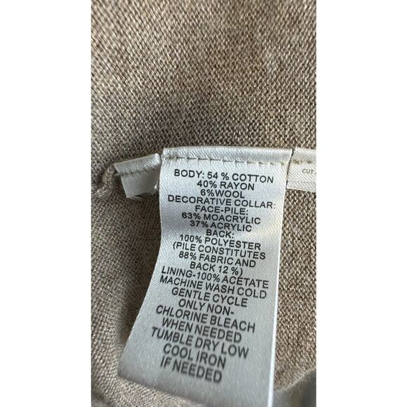 Ann Taylor LOFT Detachable Faux Fur Collar Tan M preppy academia 61-04 - Picture 16 of 16